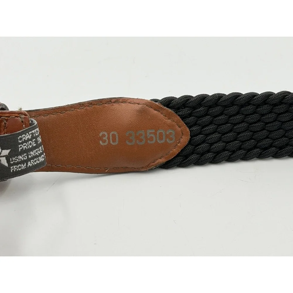 Brighton Braided Belt Size 30 Black Brown‎ Leather Gold Buckle Woven